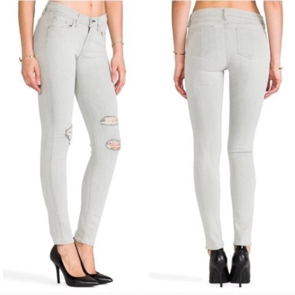 Rag & Bone Light Gray Surrey With Holes Distressed Skinny 28